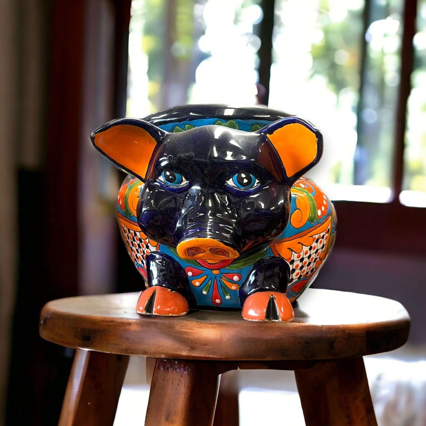 Talavera Pig Planter | Colorful Hand-Painted Mexican Animal Pot