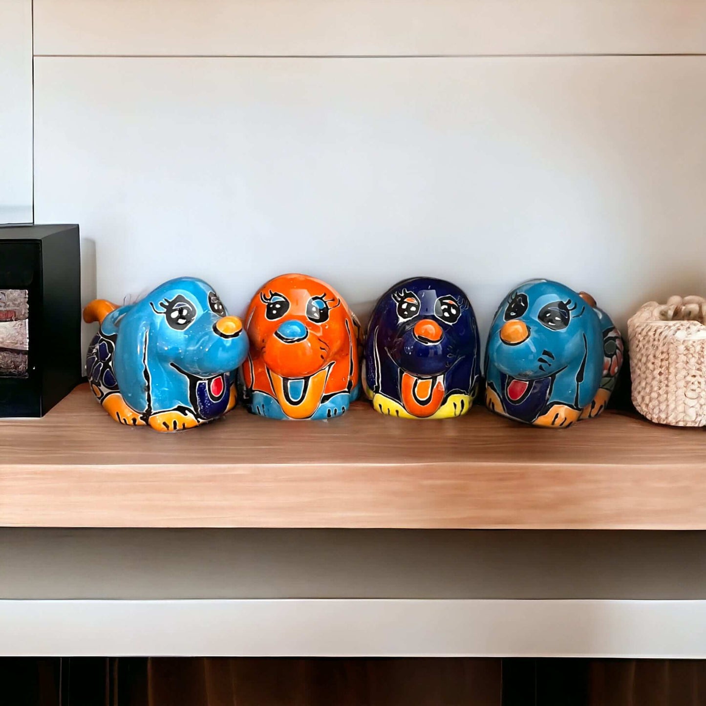 Vibrant Hand-Painted Talavera Dog Planter | Small Mexican Animal Pottery