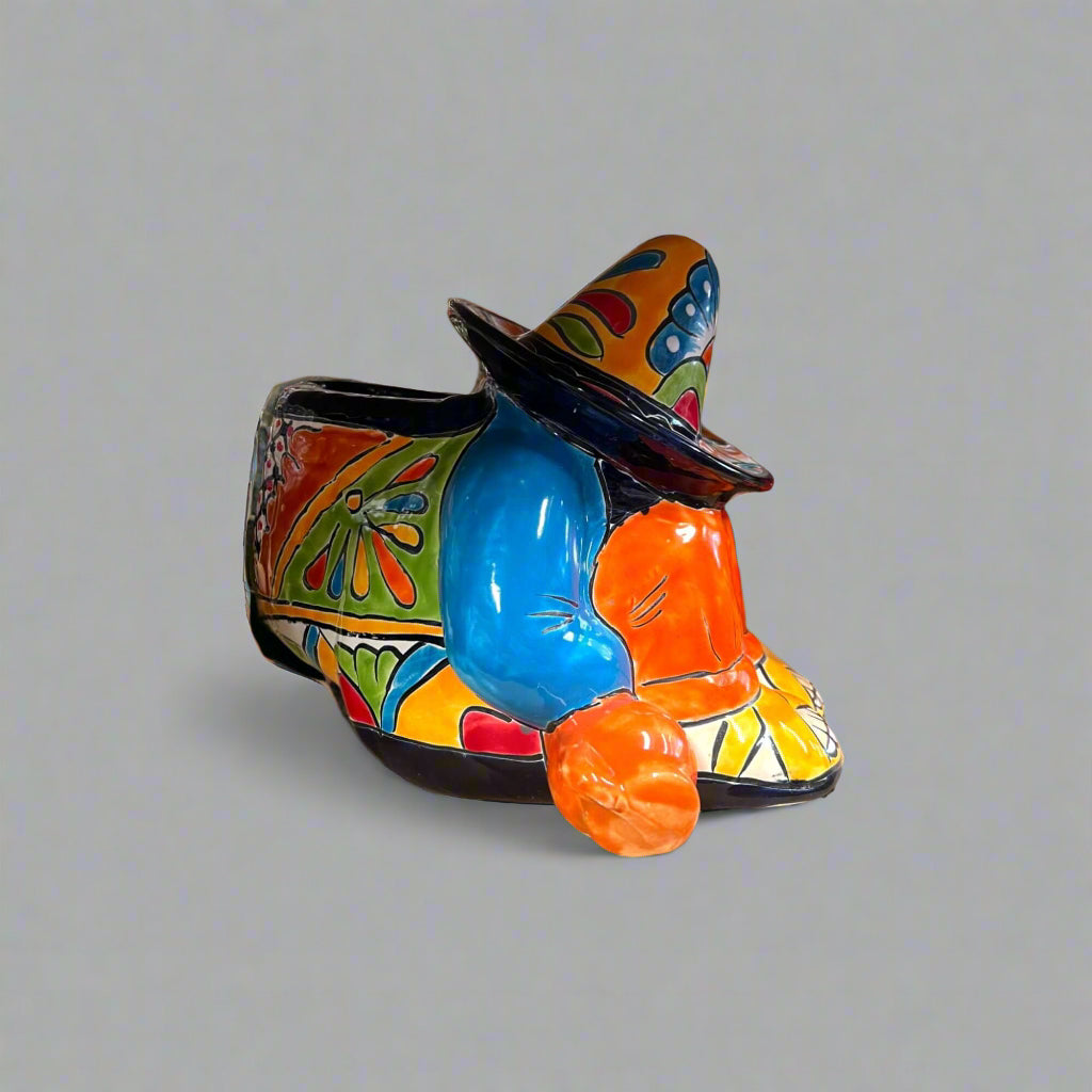 Colorful Talavera Panchito Planter | Mexican Sleeping Man Pottery