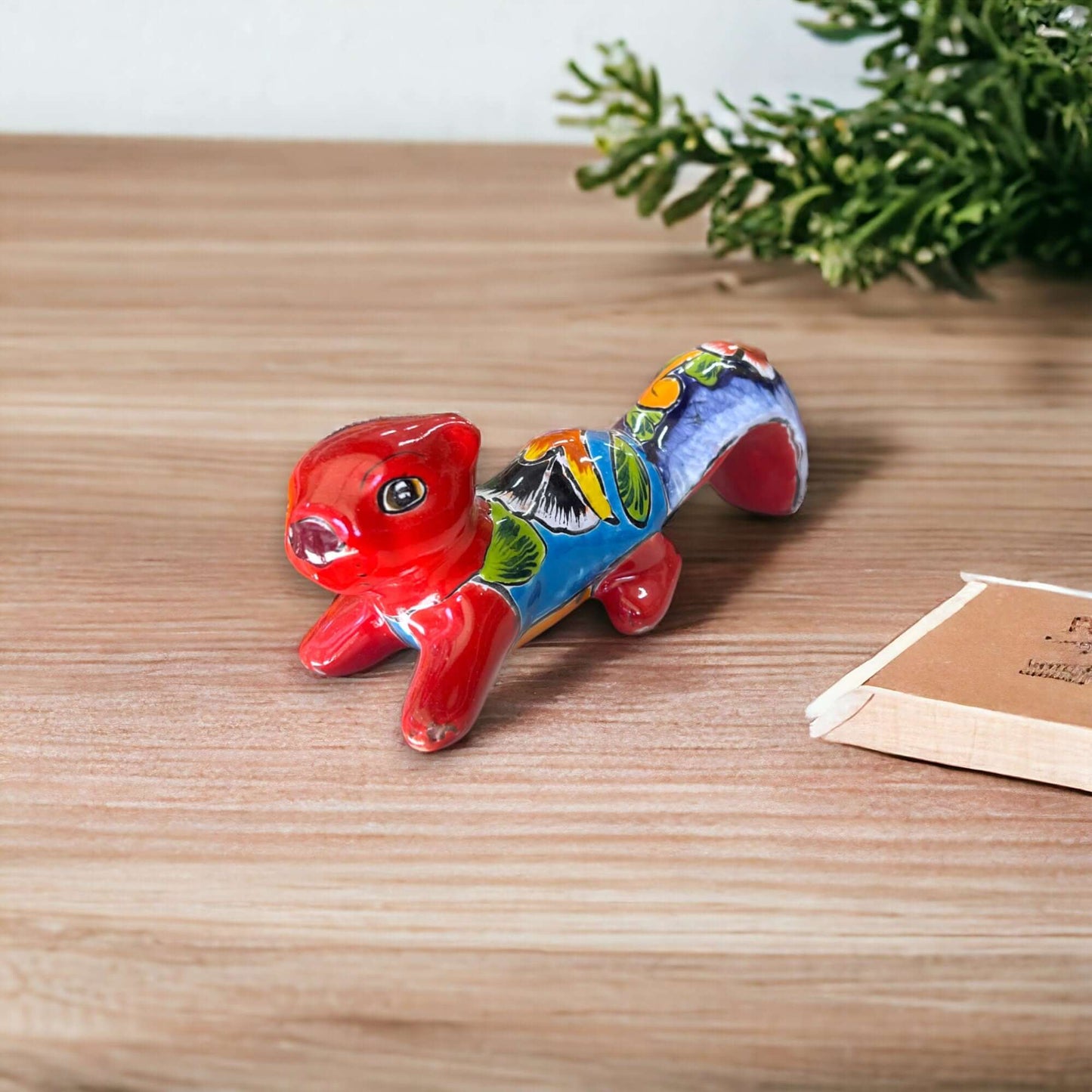 Talavera Squirrel Statue | Colorful Hand-Painted Mexican Figurine