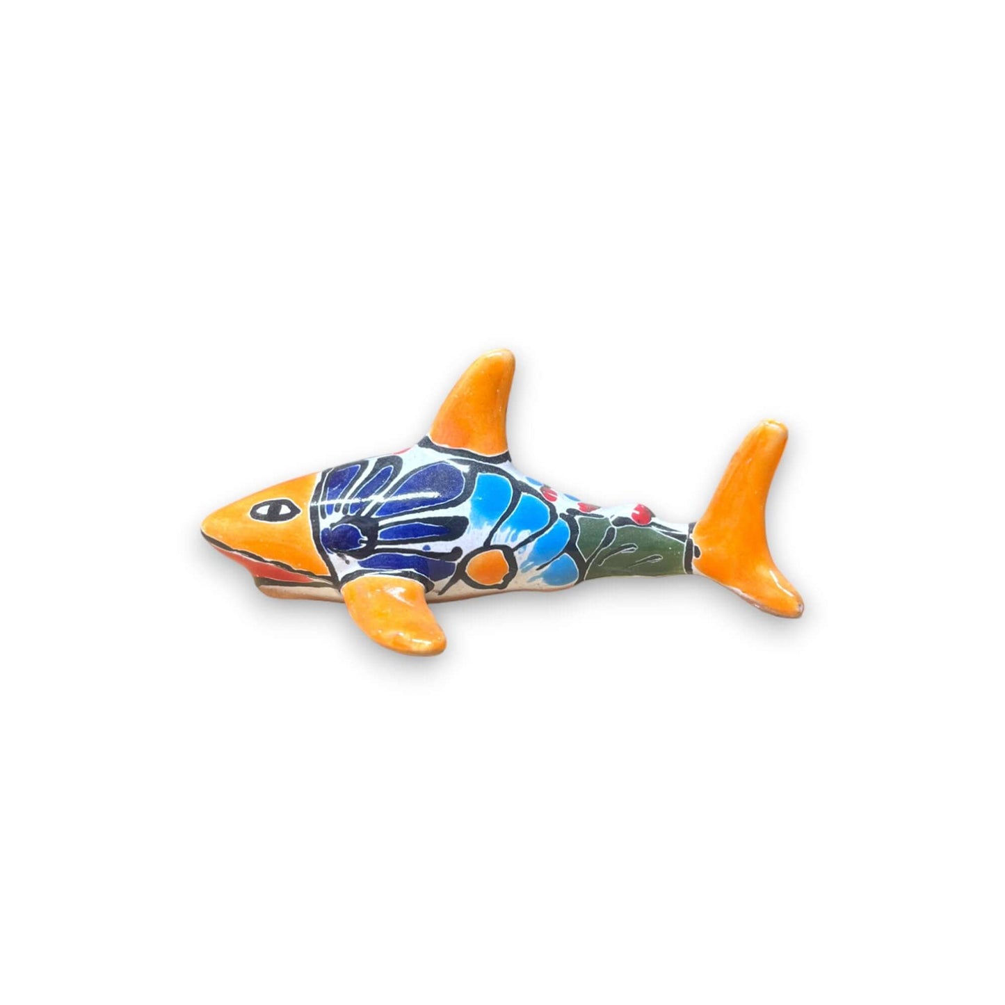 Vibrant Talavera Shark Figurine | Handcrafted Mexican Decor