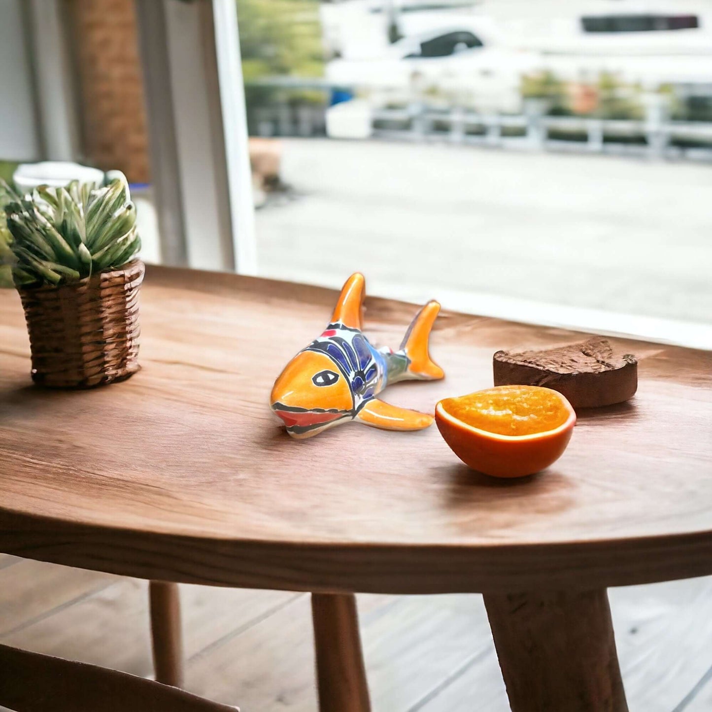 Vibrant Talavera Shark Figurine | Handcrafted Mexican Decor