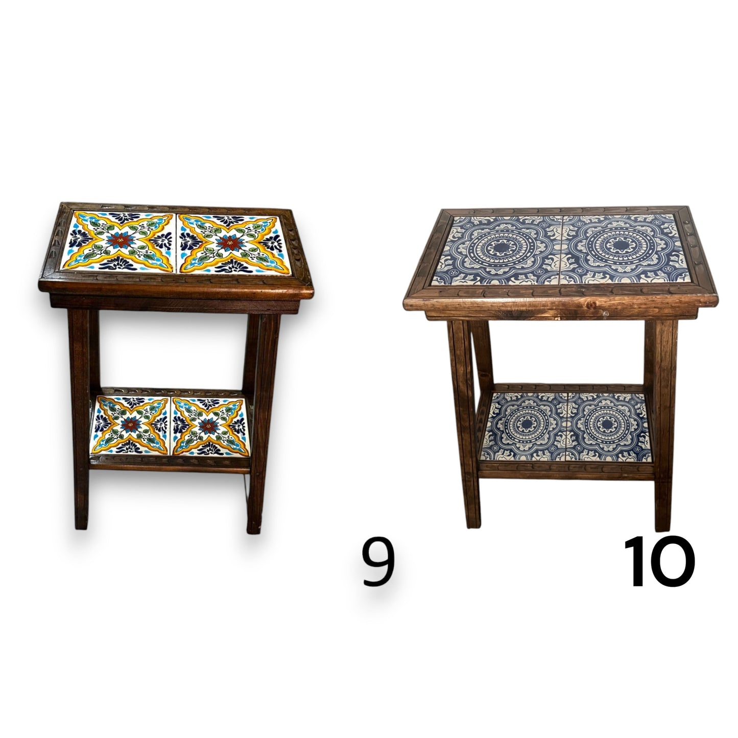 Talavera Tile End Table | Handmade Mexican Wood Accent Furniture
