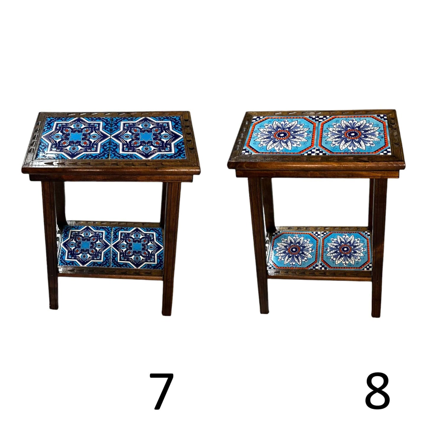 Talavera Tile End Table | Handmade Mexican Wood Accent Furniture
