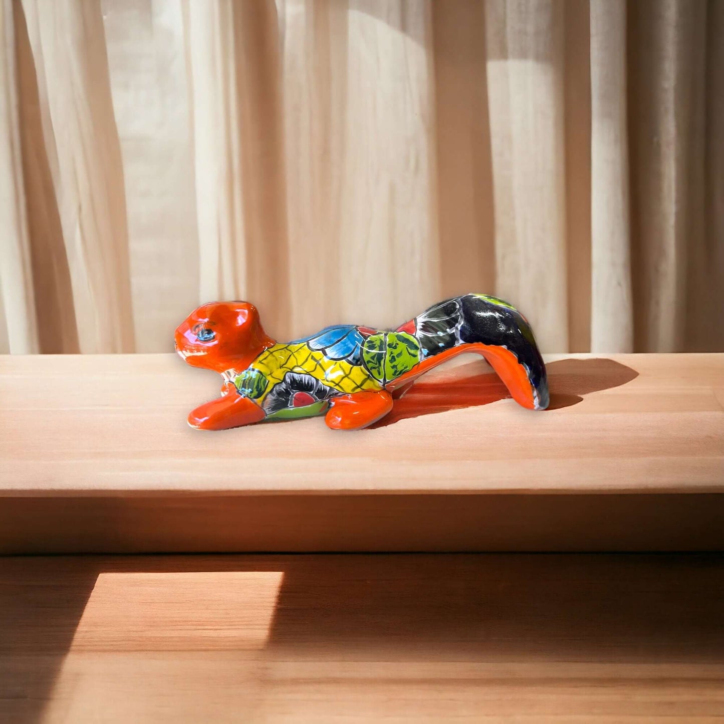 Talavera Squirrel Statue | Colorful Hand-Painted Mexican Figurine