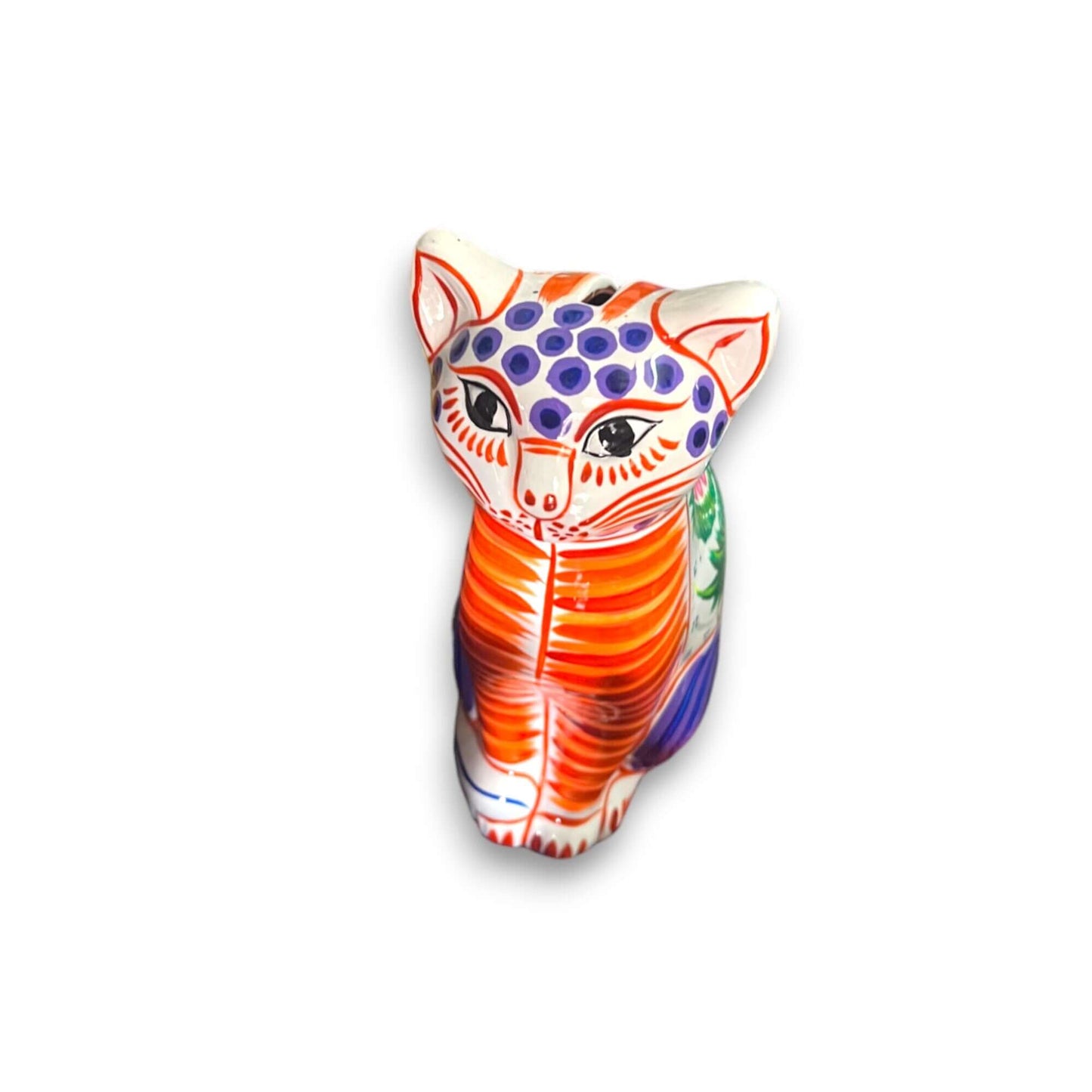 Talavera Cat Piggy Bank | Hand-Painted Mexican Ceramic Coin Holder