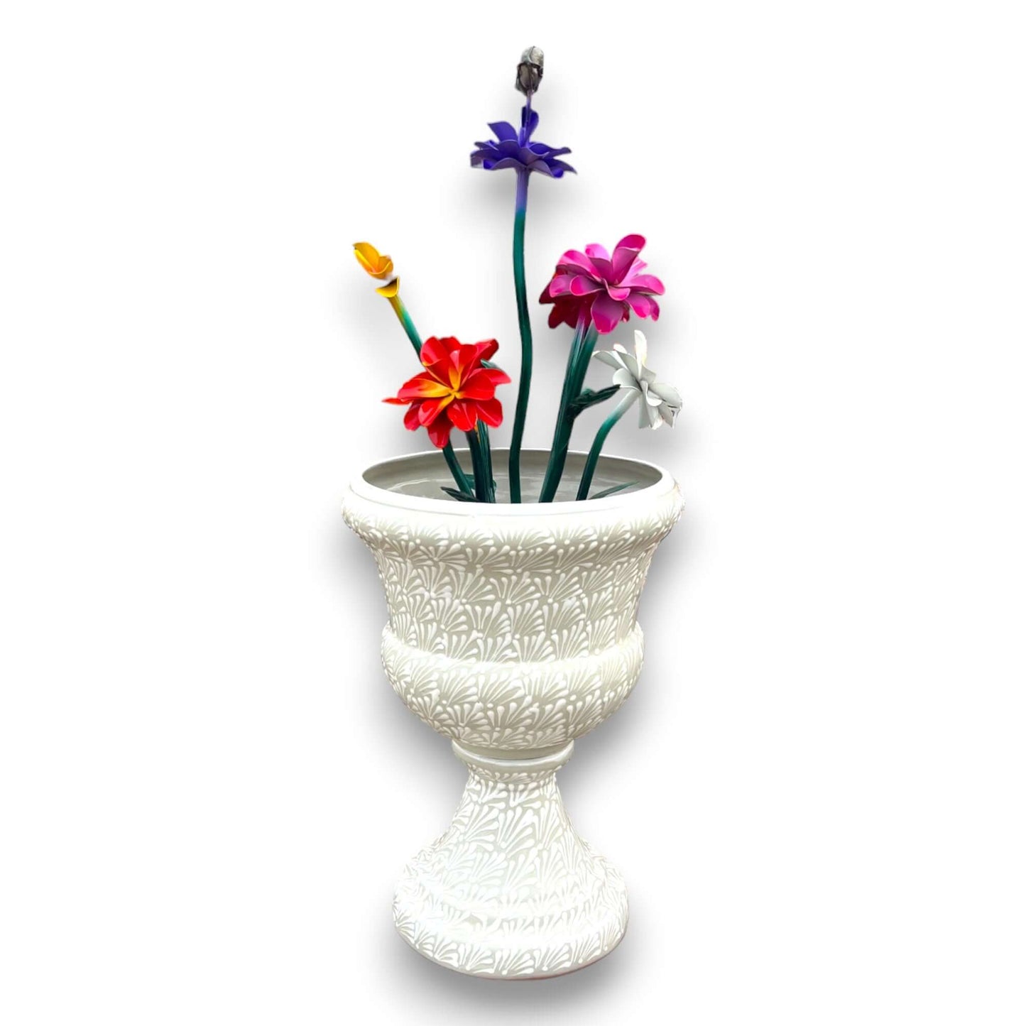 Talavera White Flower Pot | Handcrafted Mexican Ceramic Planter