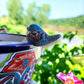 Talavera Pot Perching Bird | Handpainted Mexican Accent