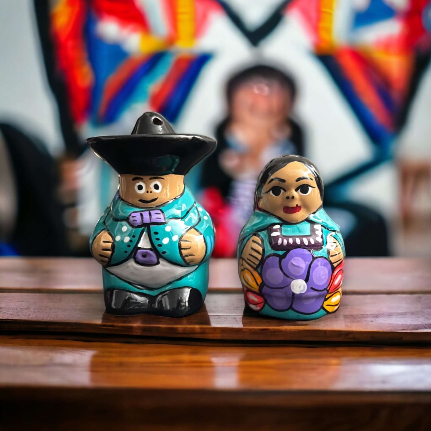 Set of 2 Guerrero Salt and Pepper Shakers | Hand-Painted Couple
