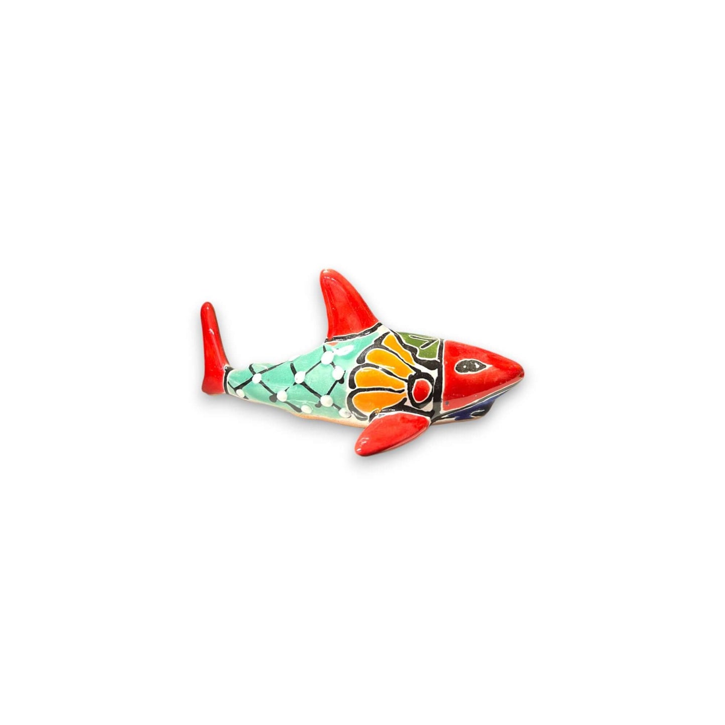Vibrant Talavera Shark Figurine | Handcrafted Mexican Decor