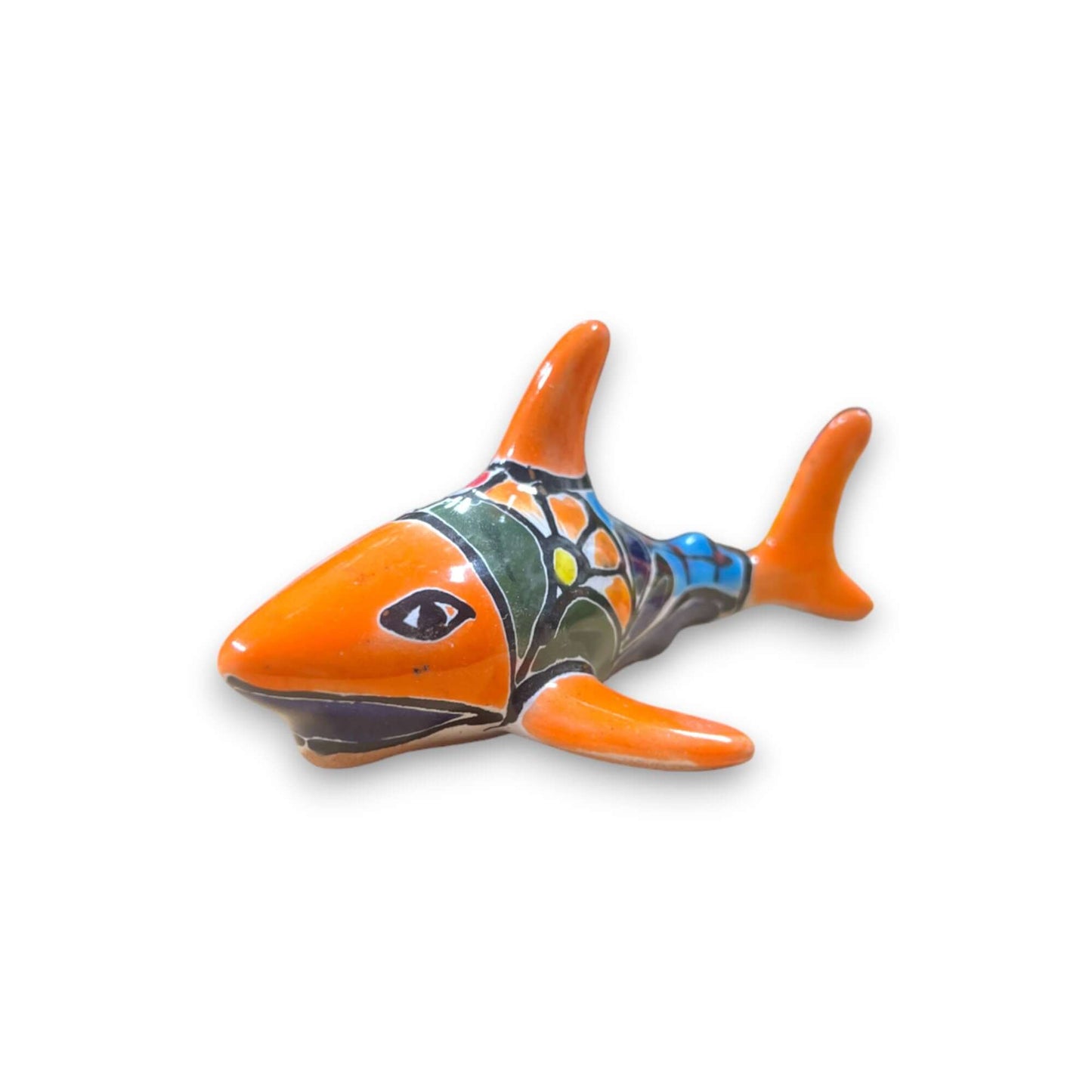 Vibrant Talavera Shark Figurine | Handcrafted Mexican Decor