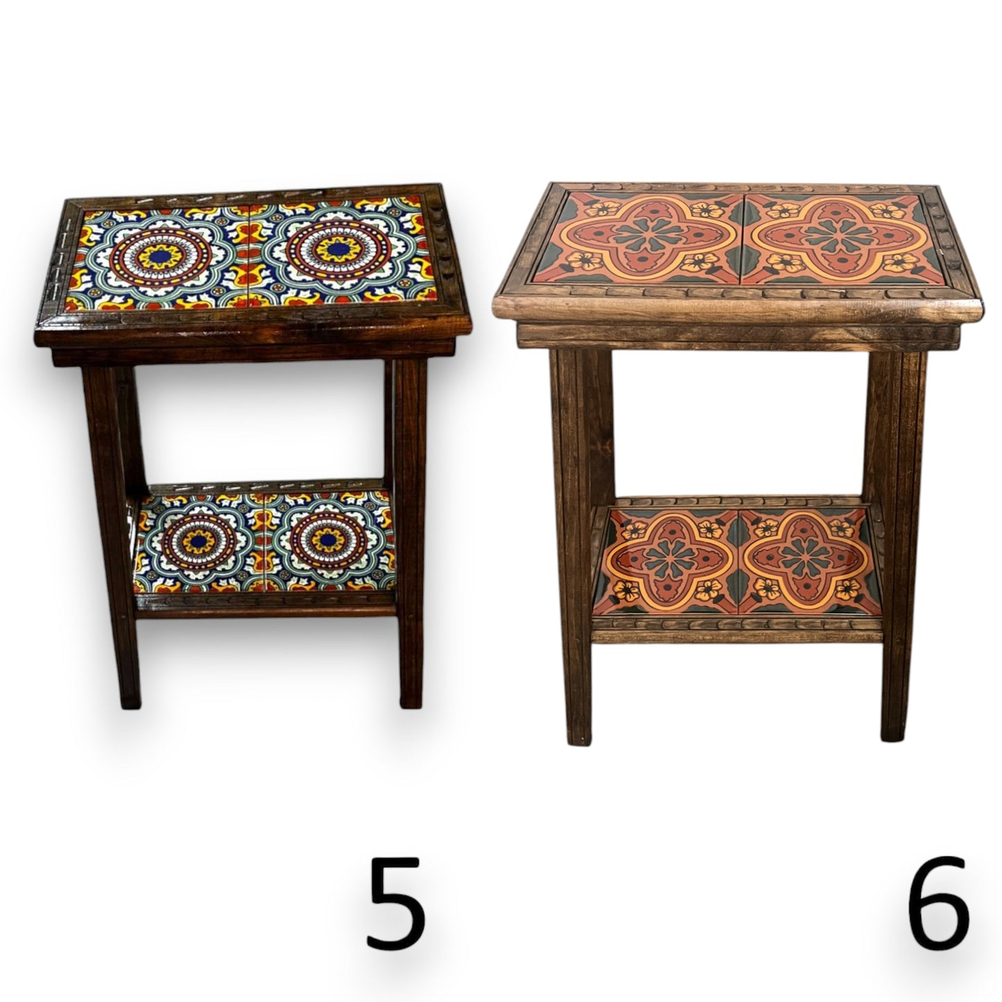 Talavera Tile End Table | Handmade Mexican Wood Accent Furniture