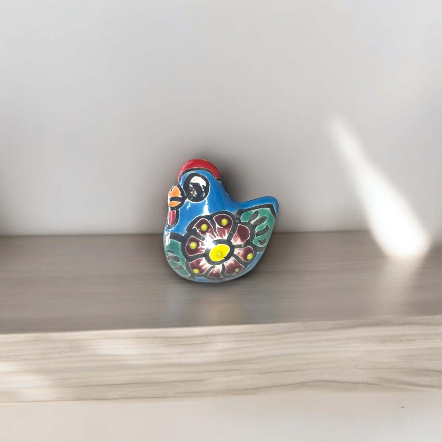 Set of 2 Hand-Painted Talavera Chicken Figurines | Mexican Ceramic Chickens