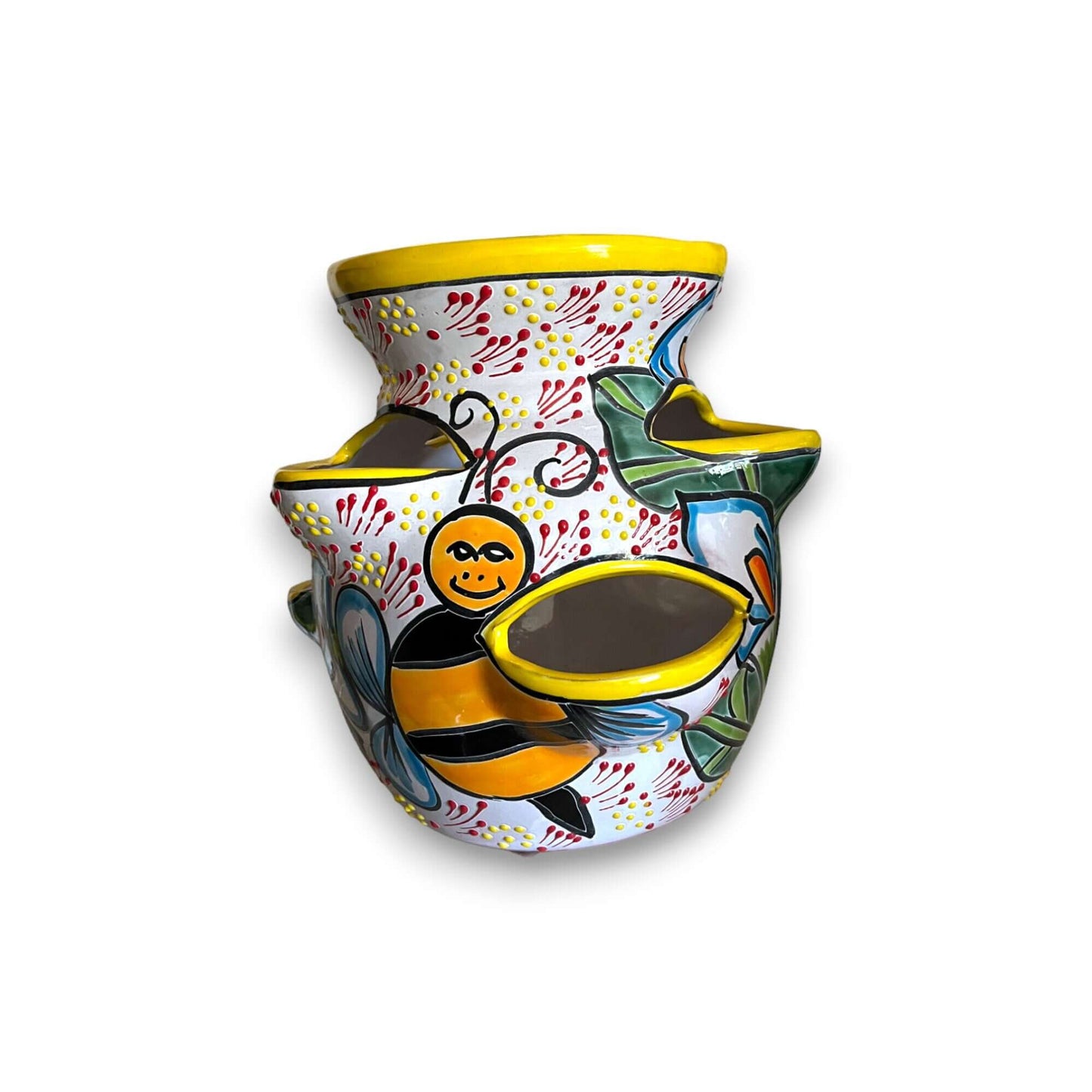 Handcrafted Talavera Strawberry Pot | Bumble Bee Garden Planter