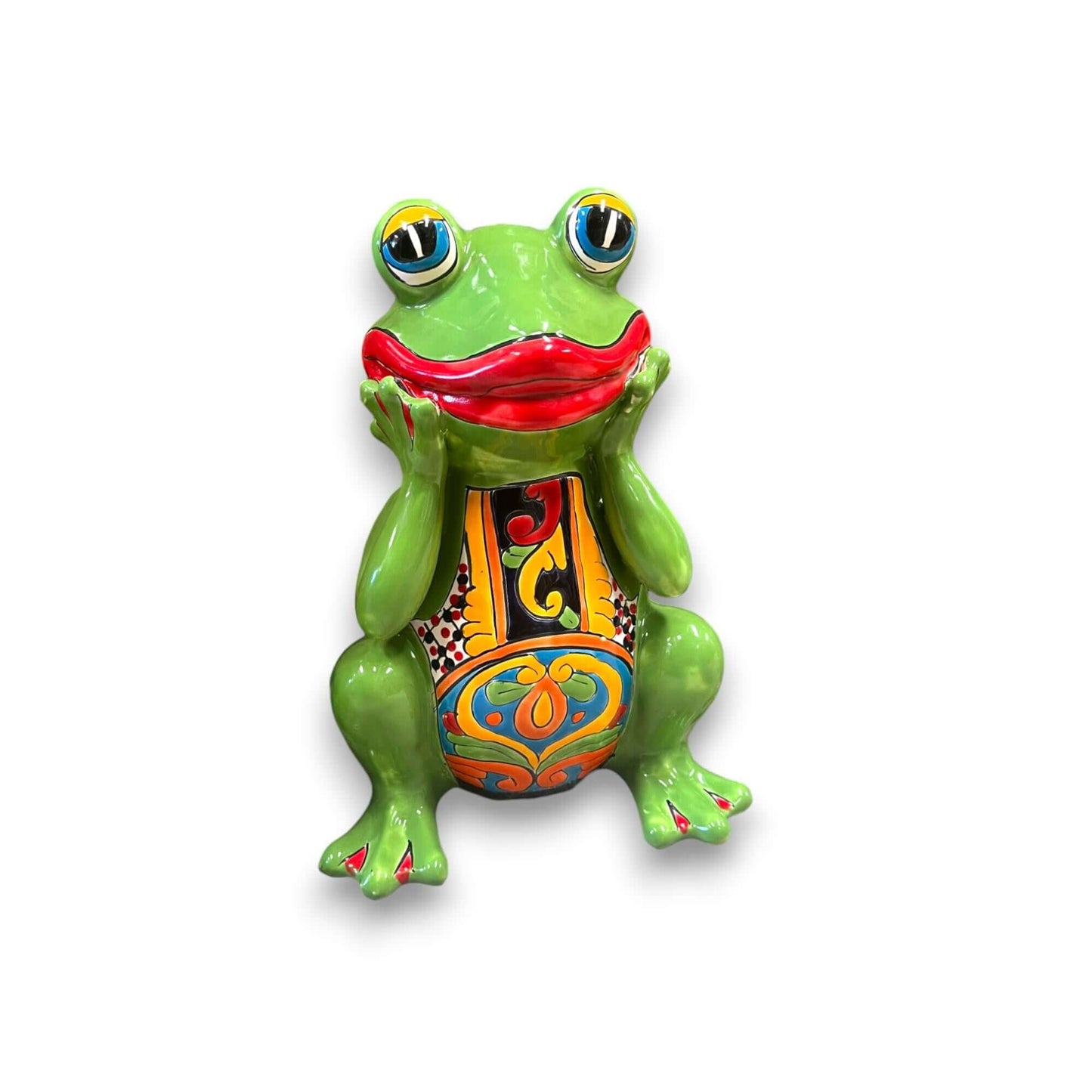 Talavera Frog Statue | Colorful Hand-Painted Mexican Decor