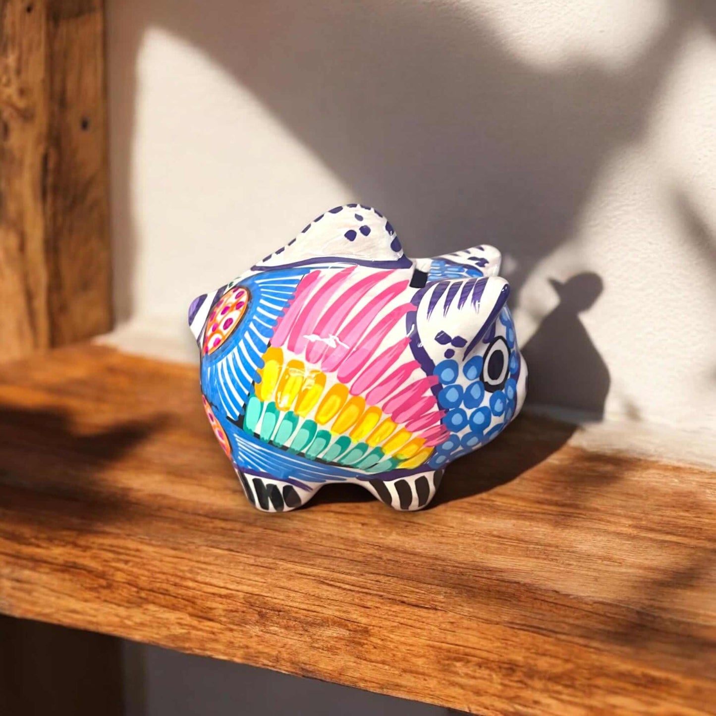 Handmade Colorful Guerrero Piggy Bank | Painted Mexican Coin Bank (Small)