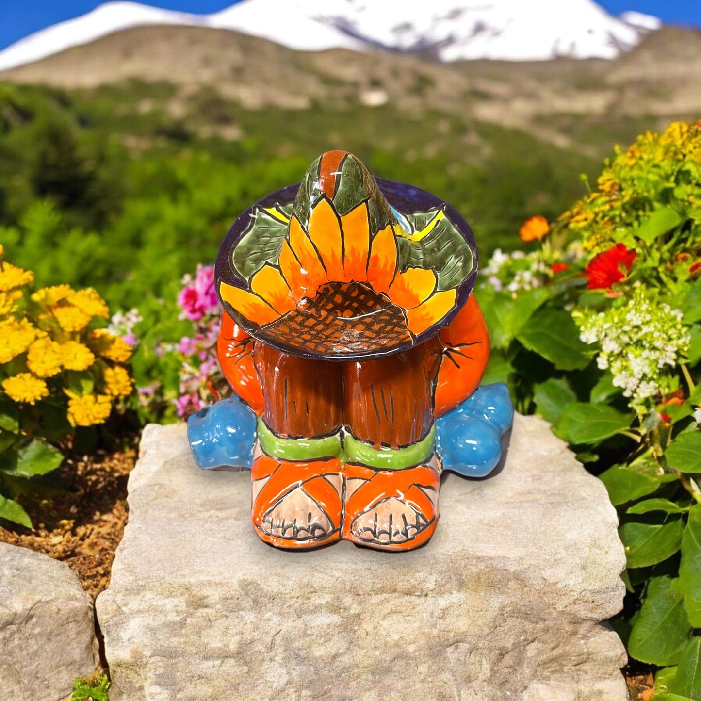 Talavera Sleeping Man Statue | Sunflower Panchito Design