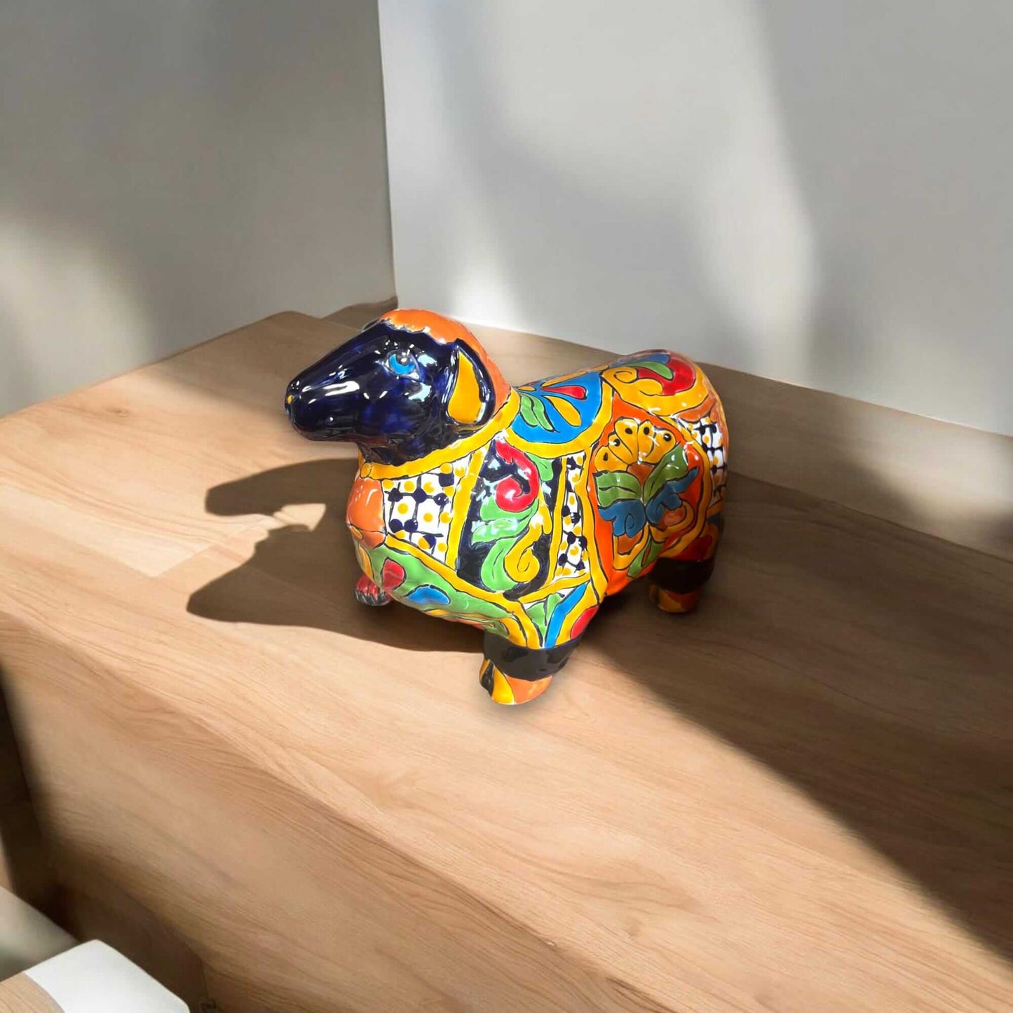 Talavera Ram Planter | Hand-Painted Mexican Ceramic Sheep Pot