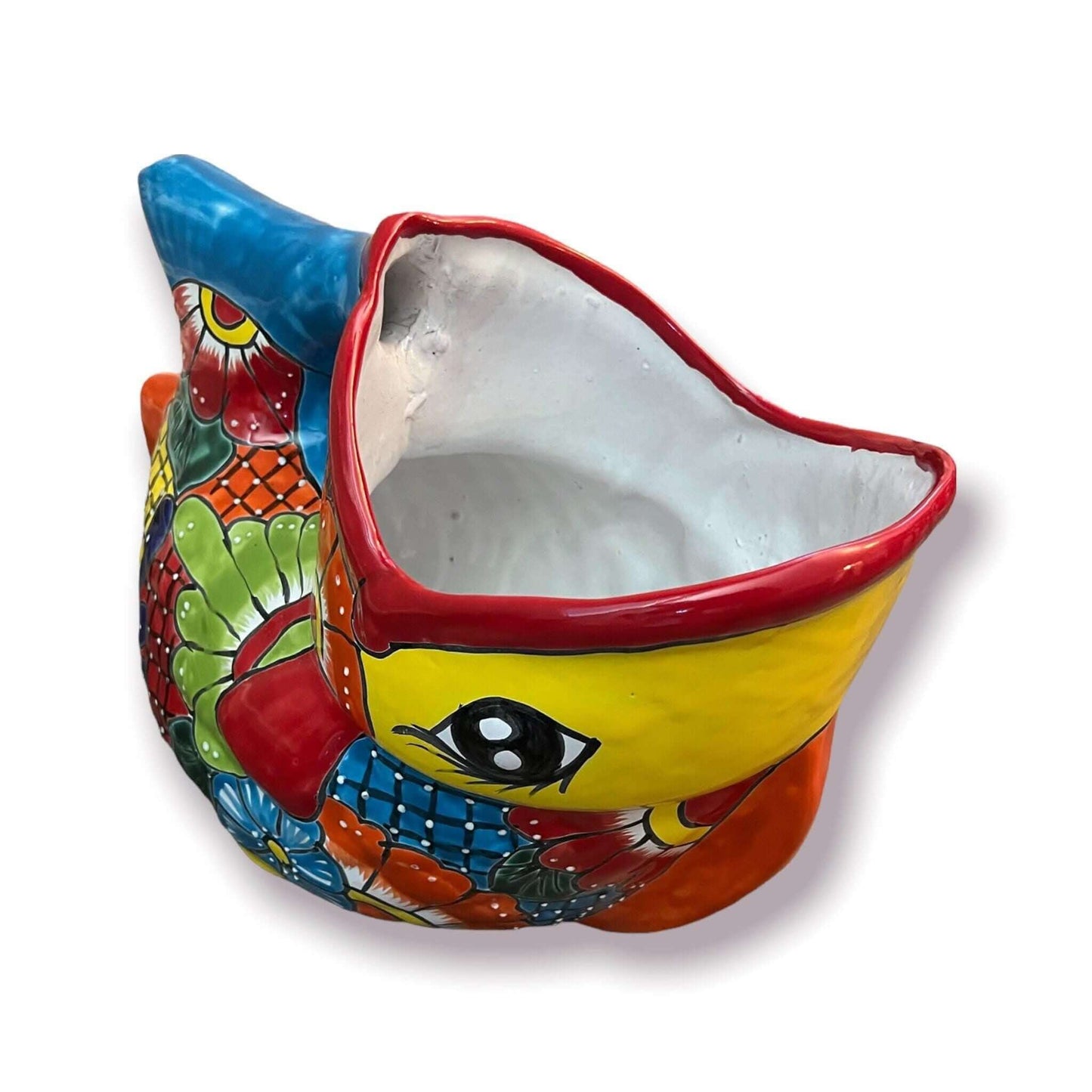 Rare XL Talavera Fish Planter | Hand-Painted Mexican Statue Pottery