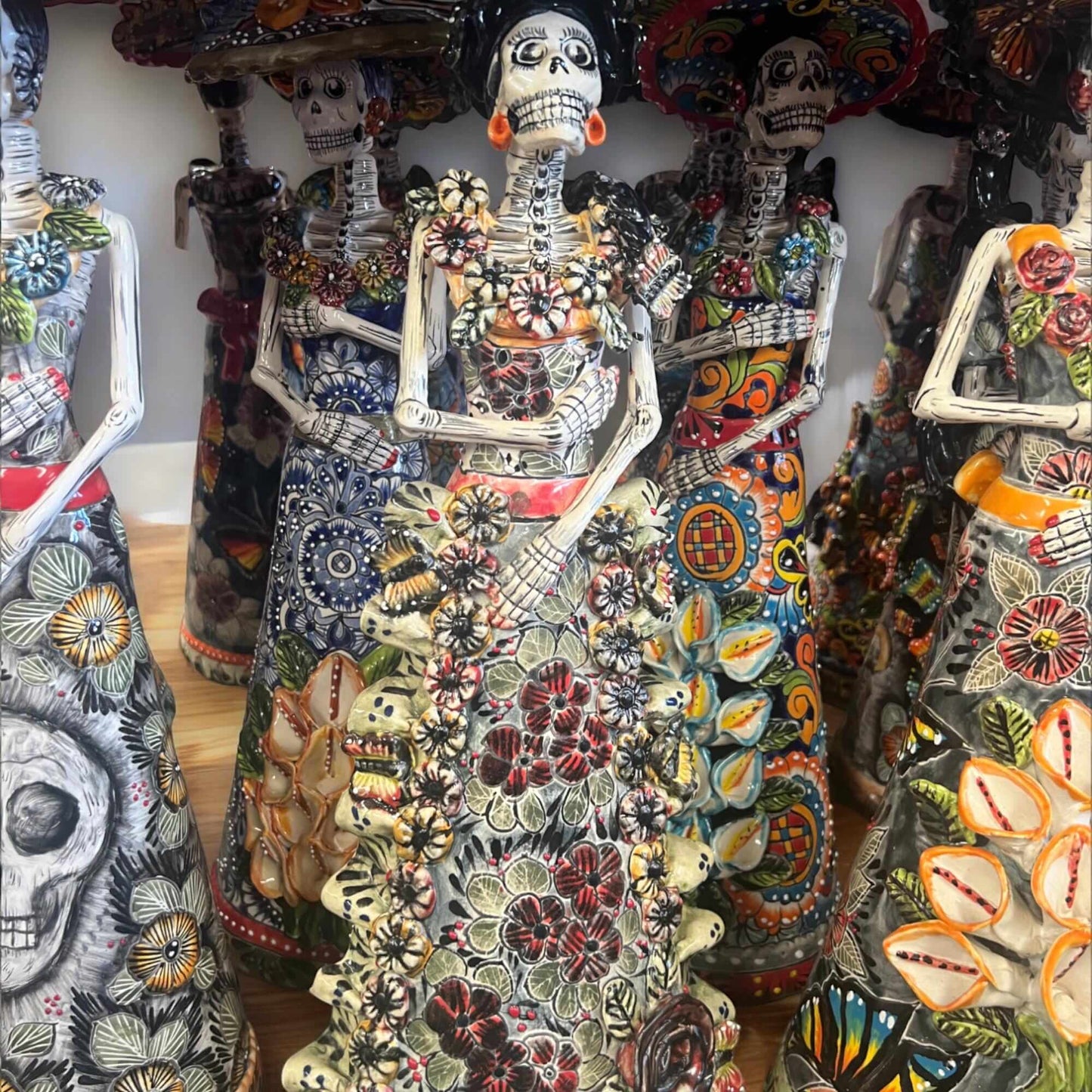 Talavera Catrina Figurine | Handmade Day of the Dead Skeleton Art