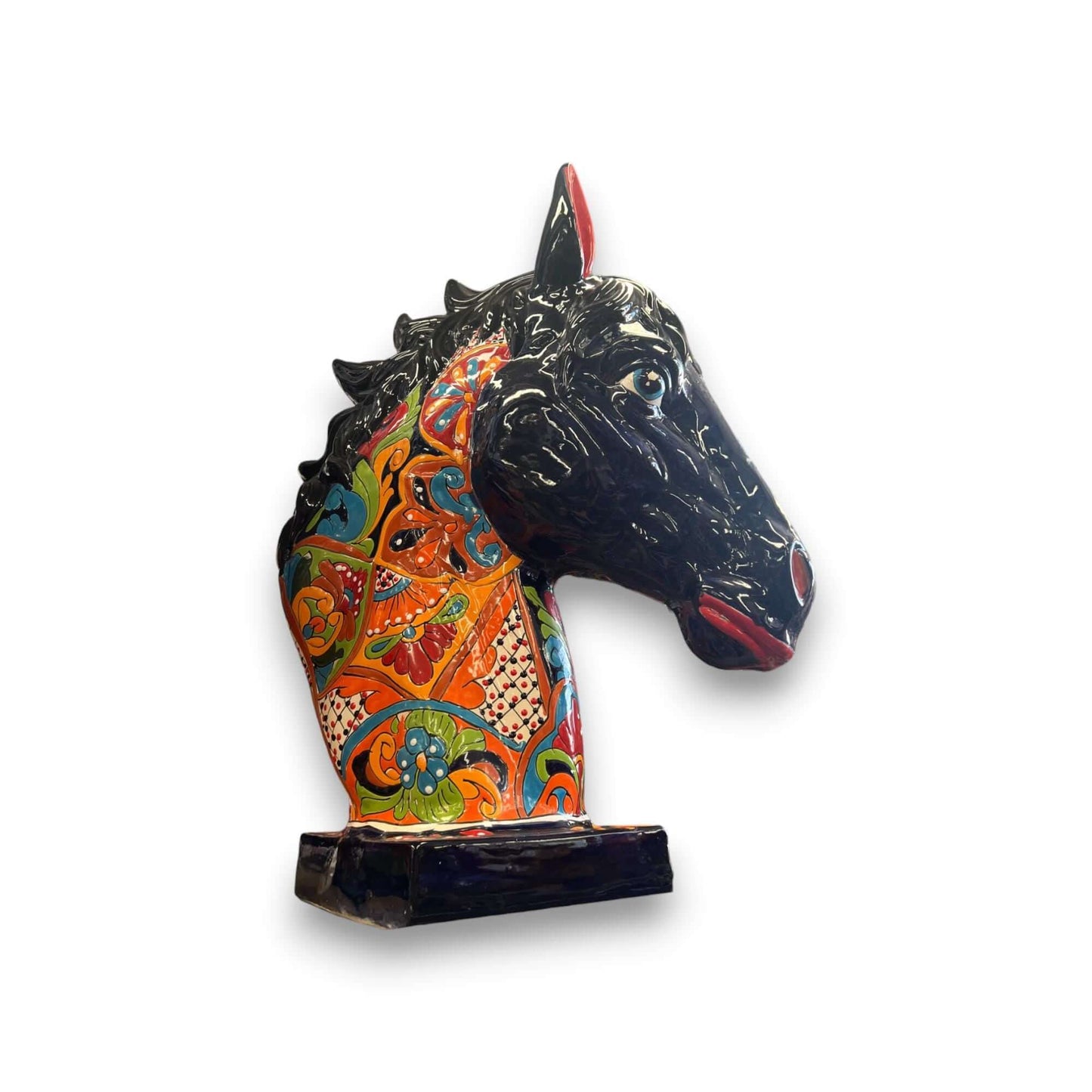 XL Talavera Horse Head Statue | Colorful Handmade Mexican Pottery
