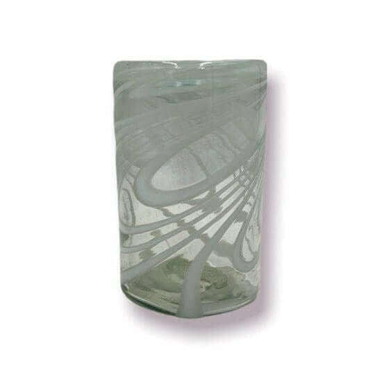 White Swirl Hand-Blown Mexican Glass | Artisan Drinkware