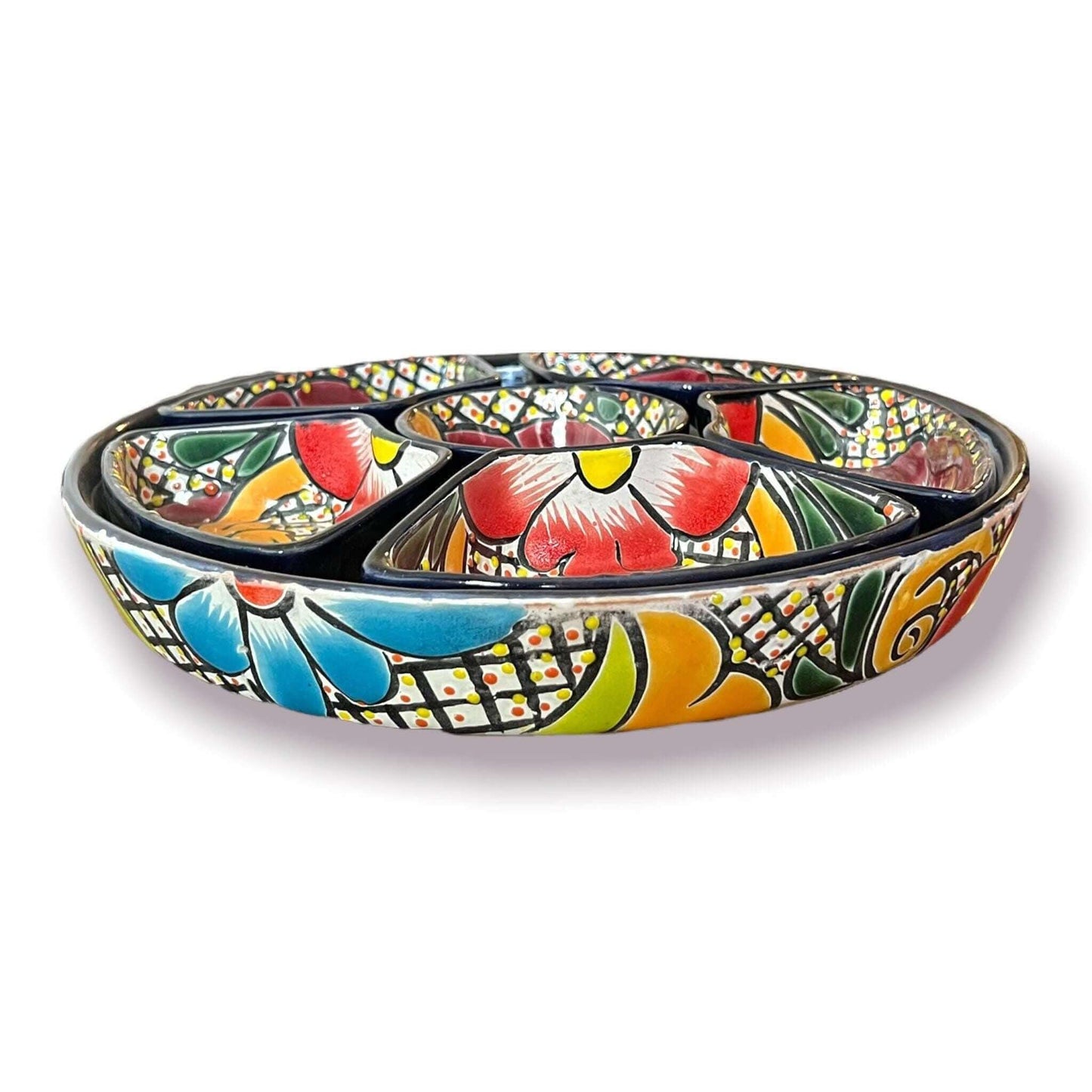 Talavera Appetizer Tray Set | Mexican Hand Painted Pottery