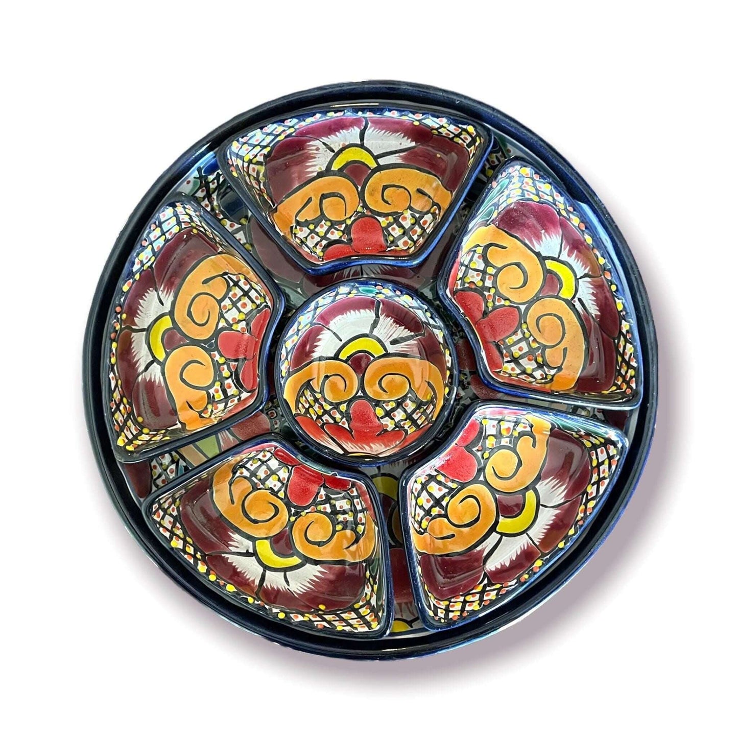 Talavera Appetizer Tray Set | Mexican Hand Painted Pottery