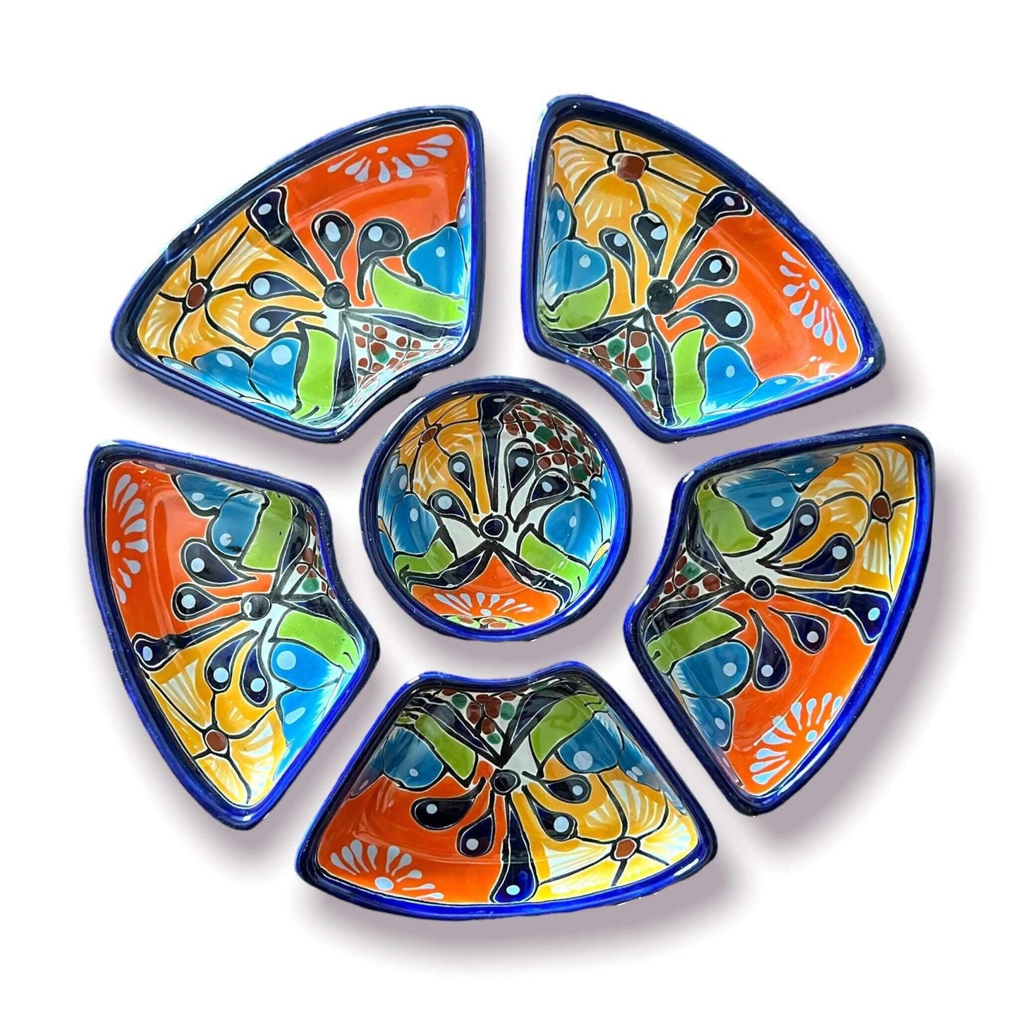 Talavera Appetizer Tray Set | Mexican Hand Painted Pottery