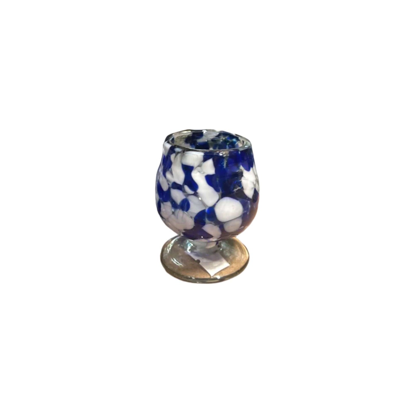 Mexican Artisan Shot Glass | Blue & White Cognac Style Design