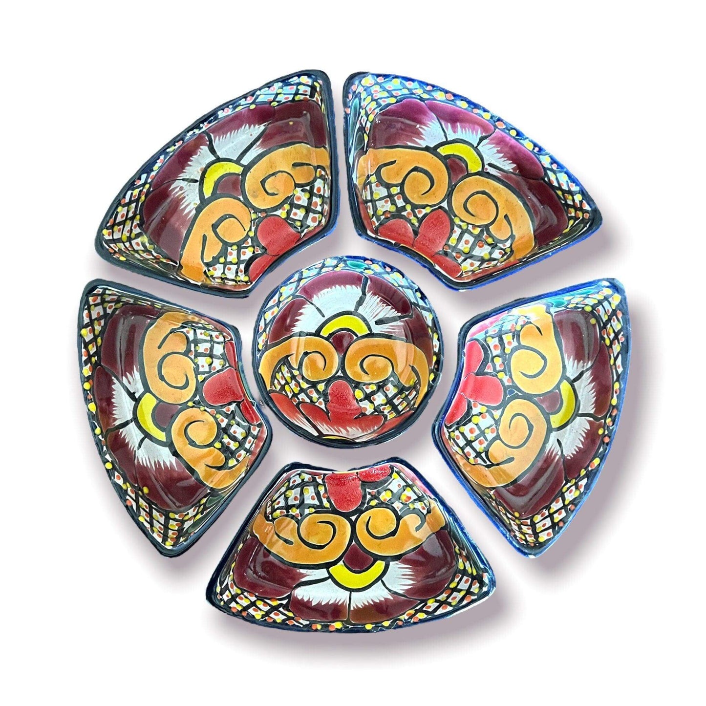 Talavera Appetizer Tray Set | Mexican Hand Painted Pottery