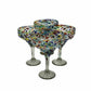 Hand Blown Mexican Margarita Glass | Colorful Pebbled Confetti Design