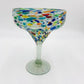 Hand Blown Mexican Margarita Glass | Colorful Pebbled Confetti Design
