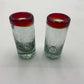 Hand-Blown Crackled Shot Glass | Red Rim Mexican Barware