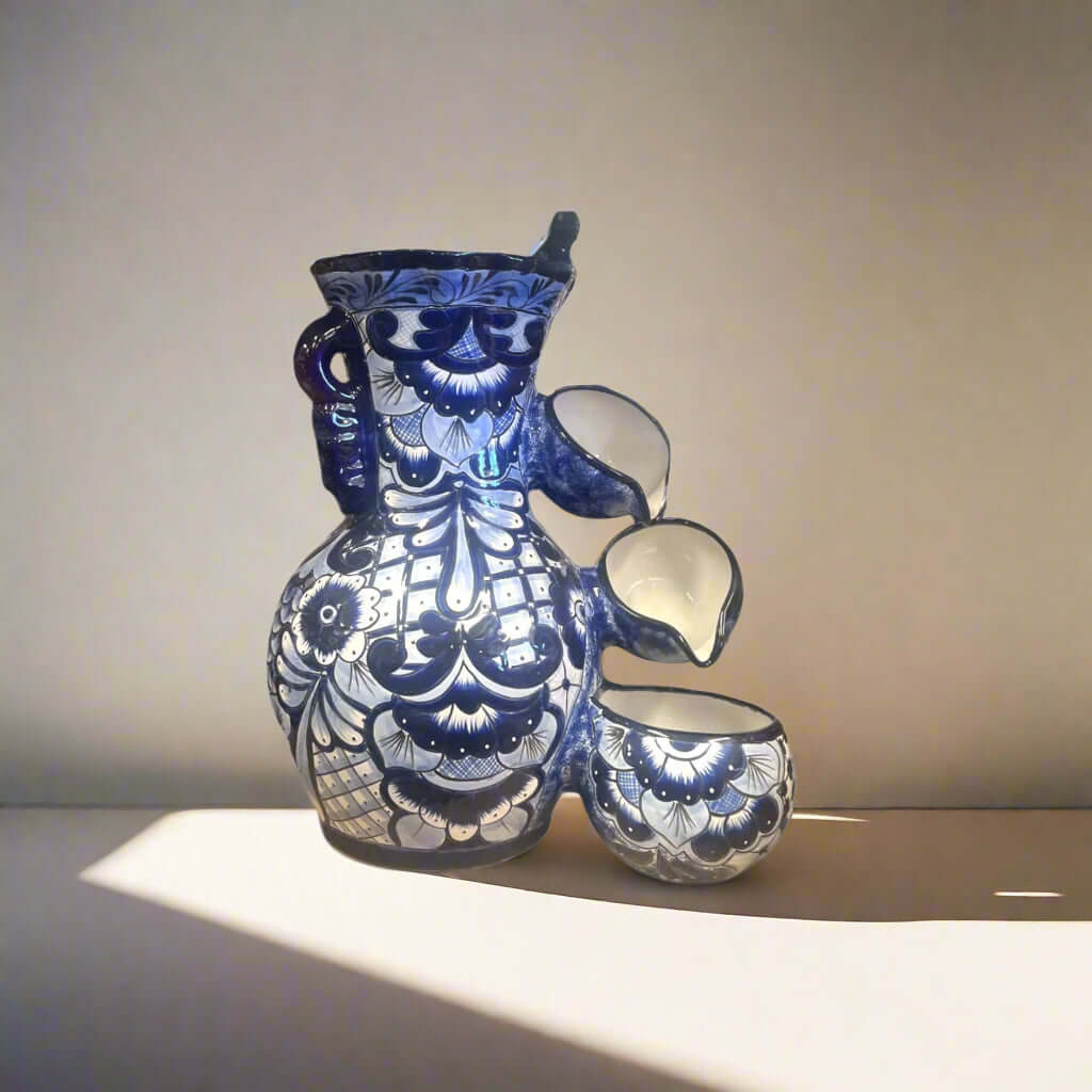 Handmade Talavera Fountain | Blue and White Mexican Ceramic Decor