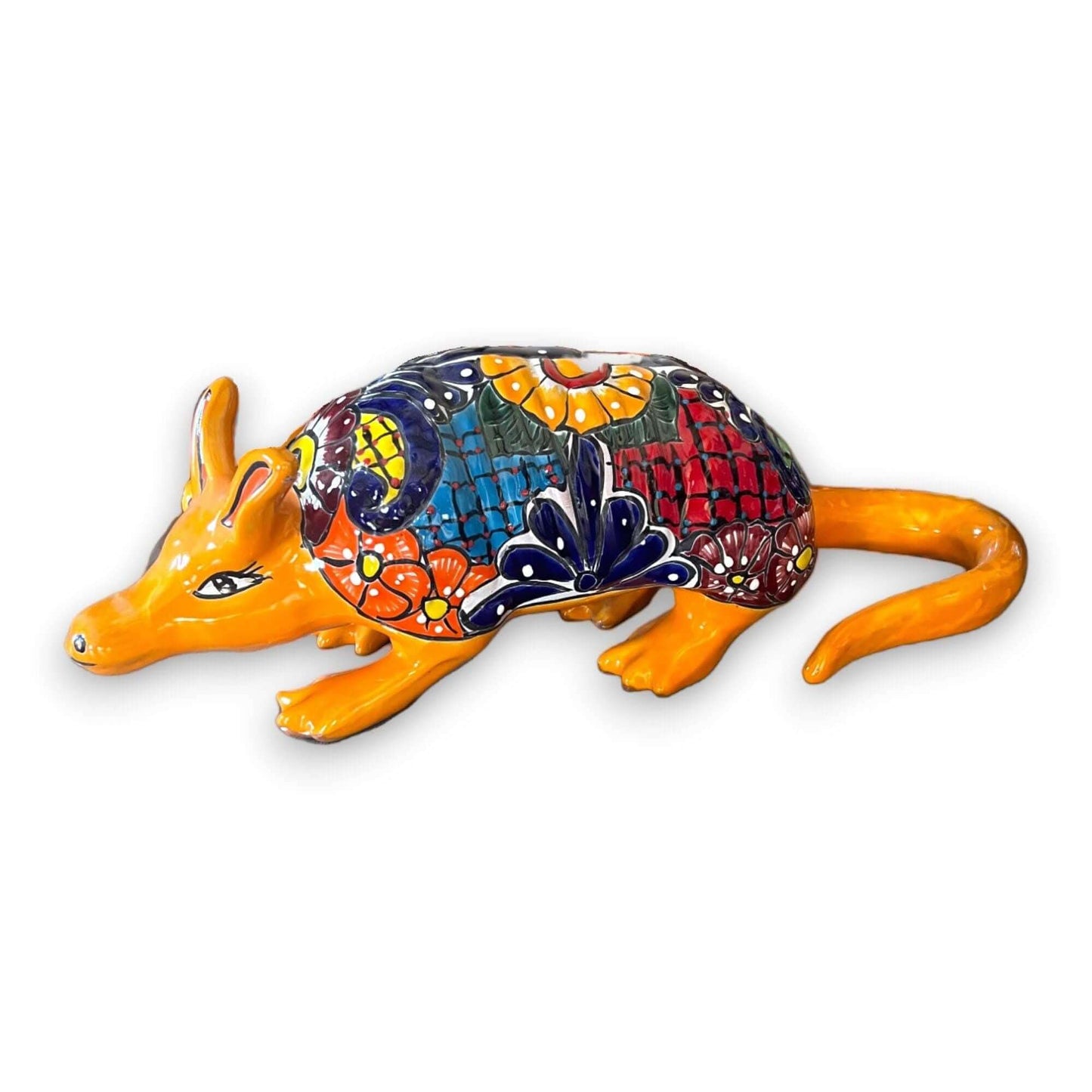 Talavera Armadillo Statue | Hand-Painted Mexican Folk Art Animal