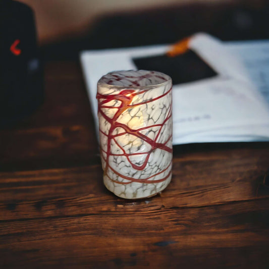 Mexican Hand Blown Drinking Glasses | Elegant White and Red