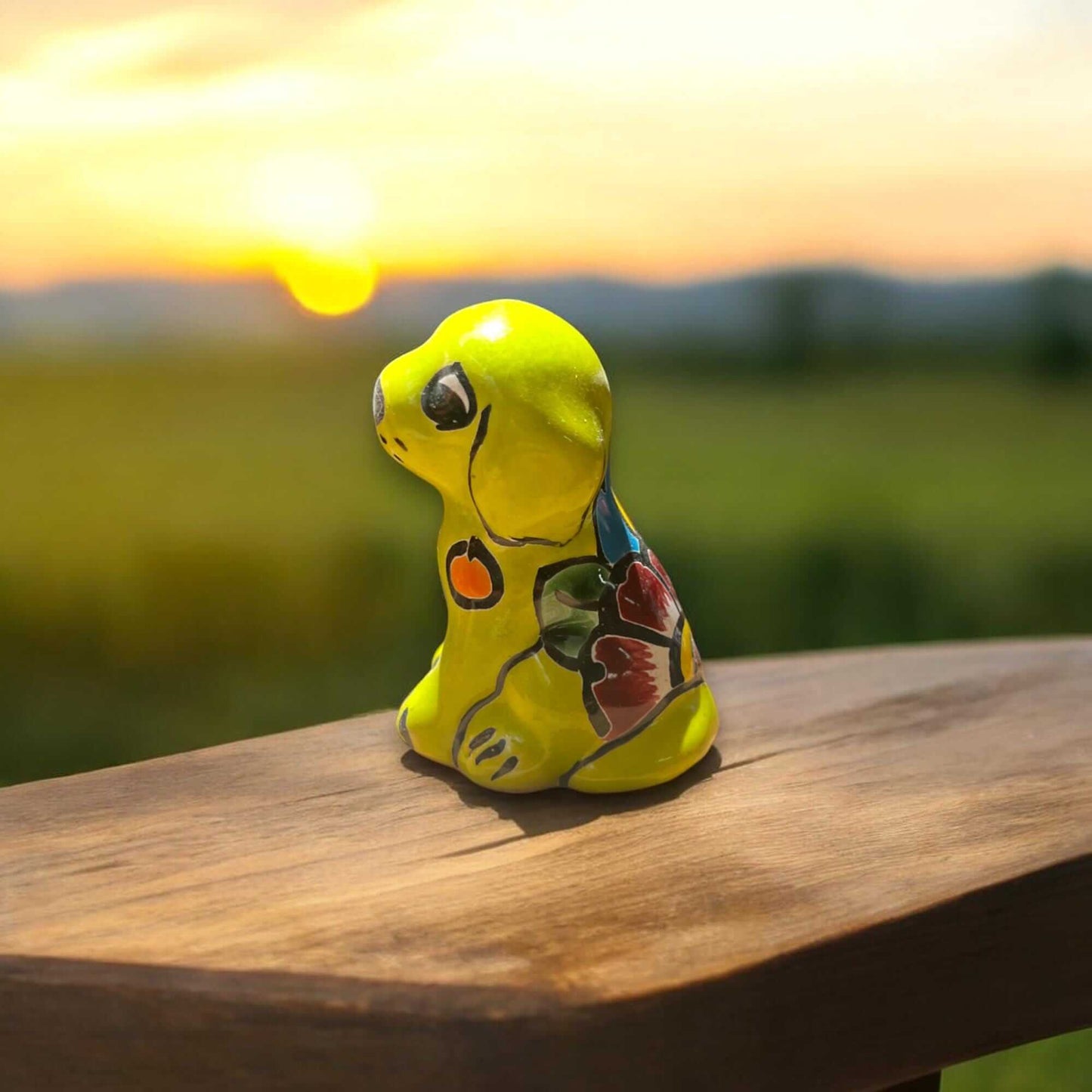 Colorful Talavera Dog Figurine Pair | Mexican Folk Art Decor