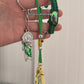 Silver San Judas Keychain with Green Accent
