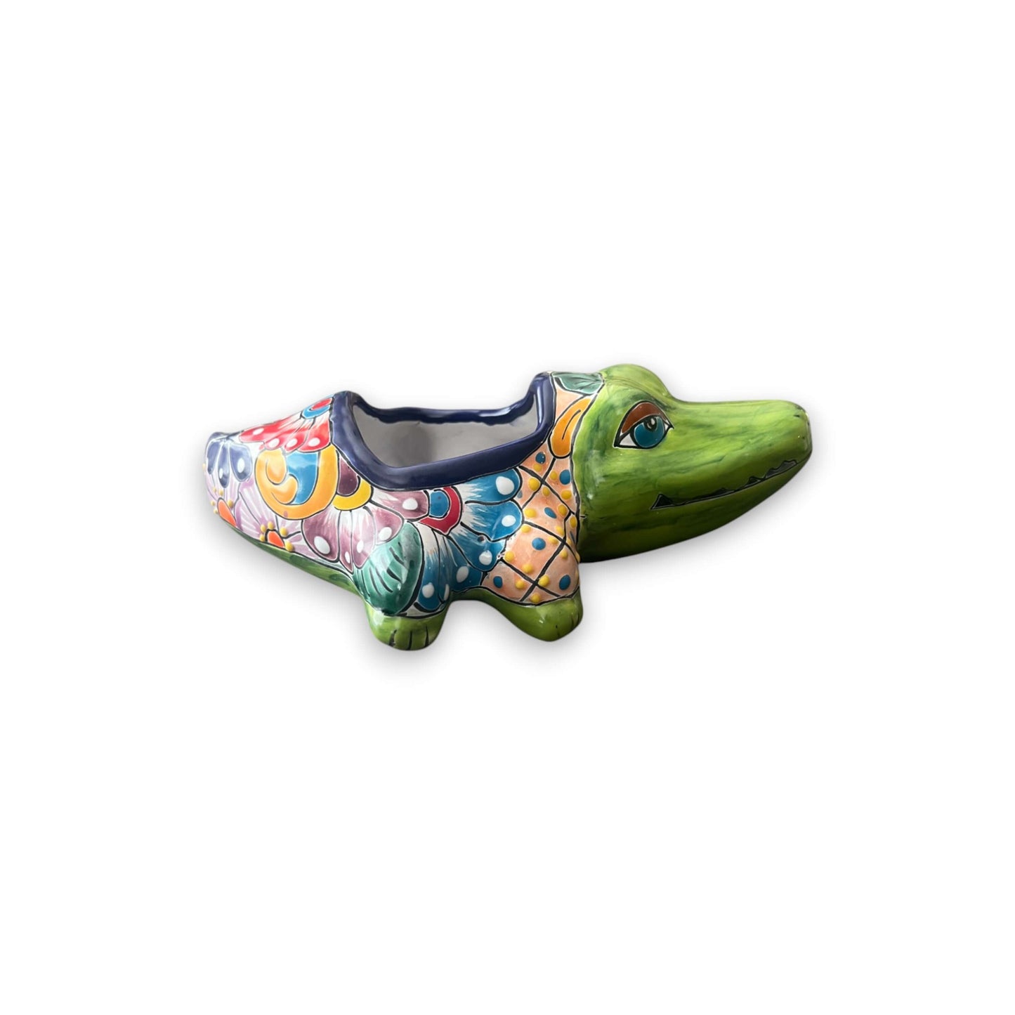 Small Talavera Alligator Planter | Handmade Mexican Ceramic Reptile