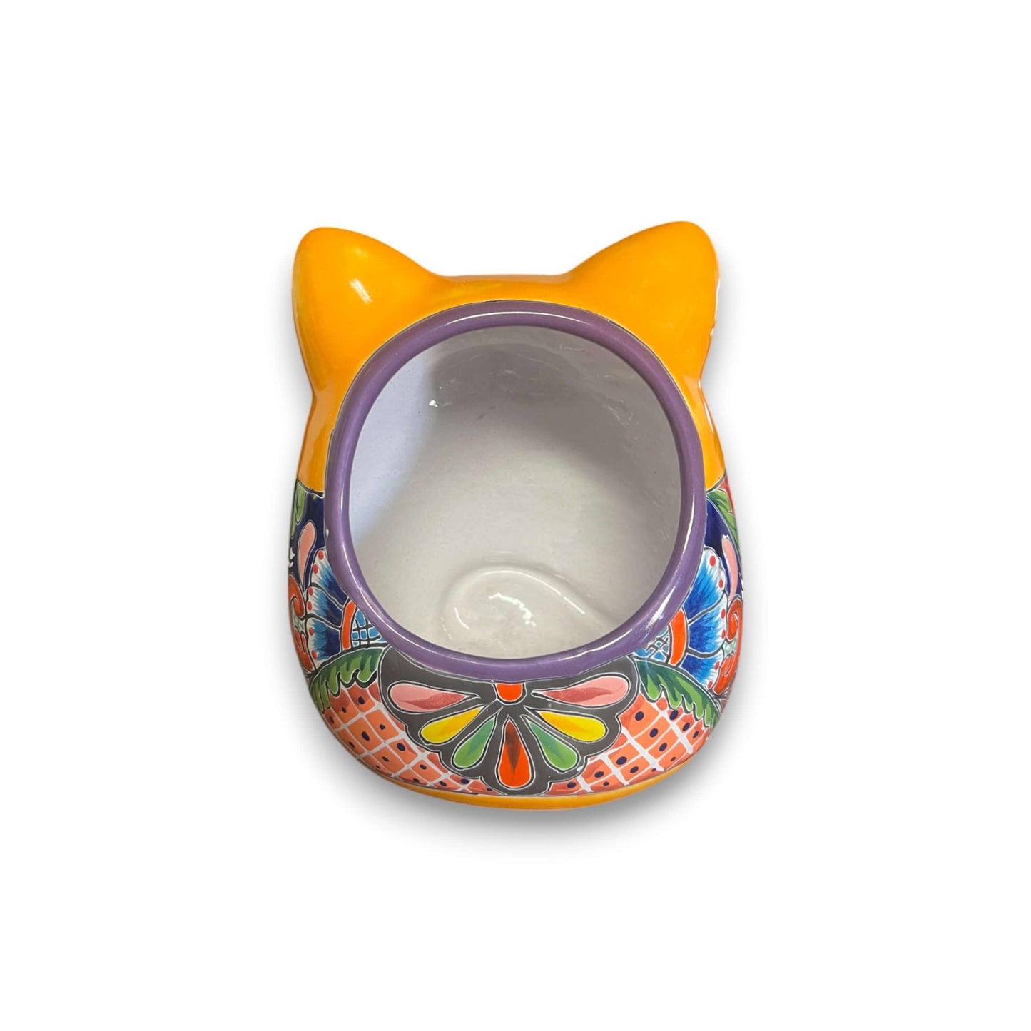 Talavera Cat Planter | Handcrafted Fat Cat Ceramic Pot