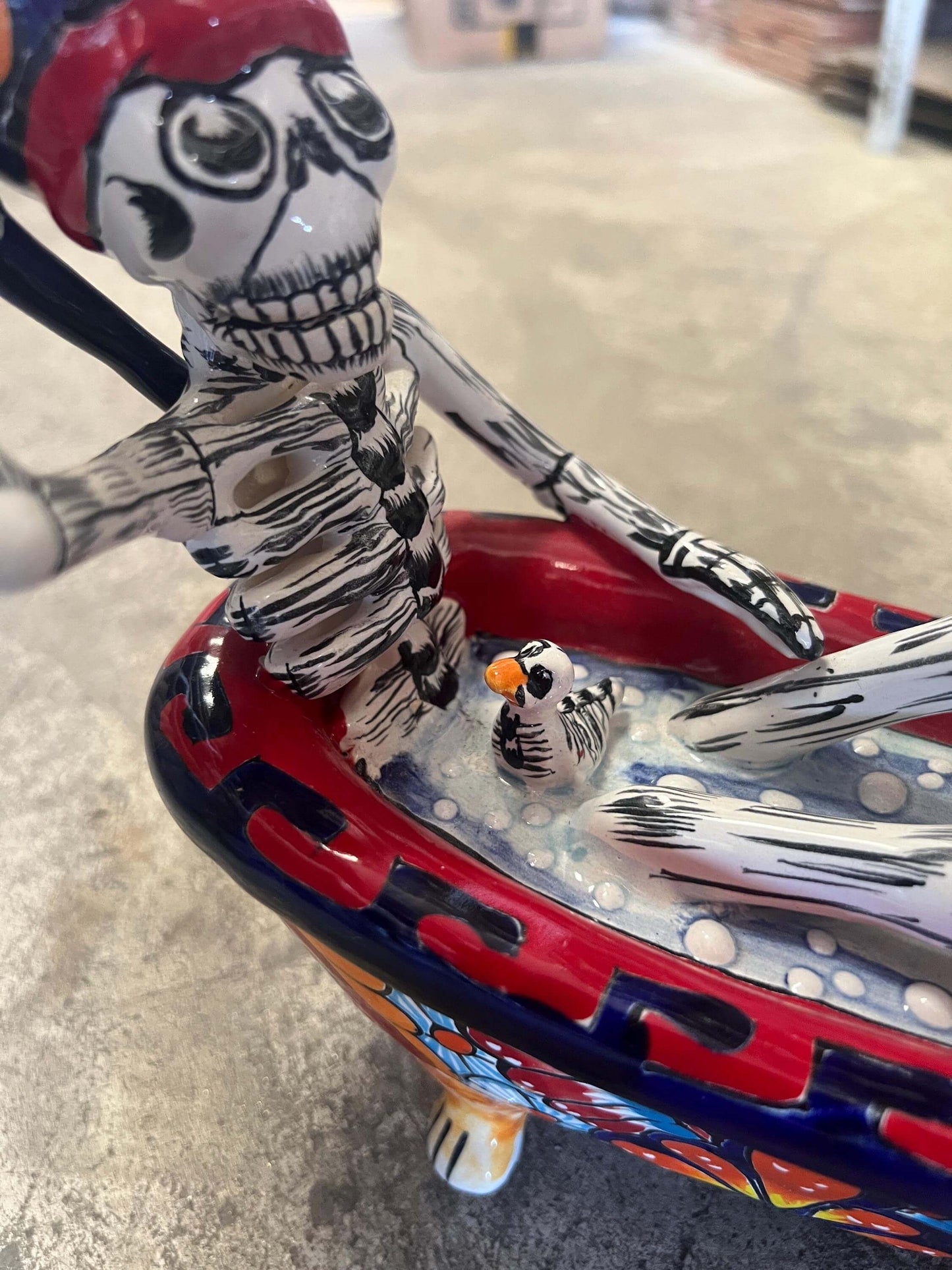Talavera Skeleton Figurine | Day of the Dead Bathtub Statue