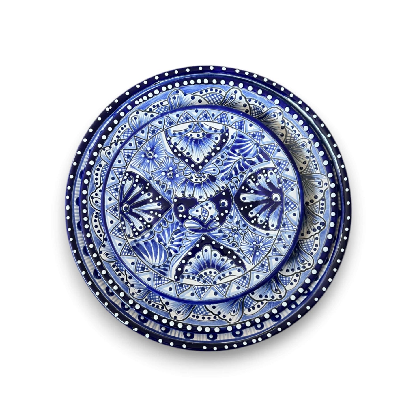 Talavera Dinnerware Set | 20-Piece Blue & White Tableware for 4