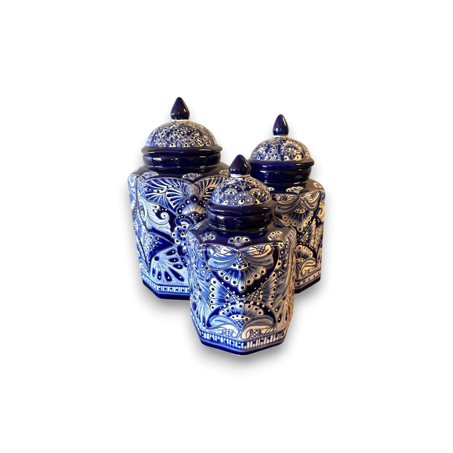 Talavera Blue & White Canister Set | Mexican Handmade Pottery