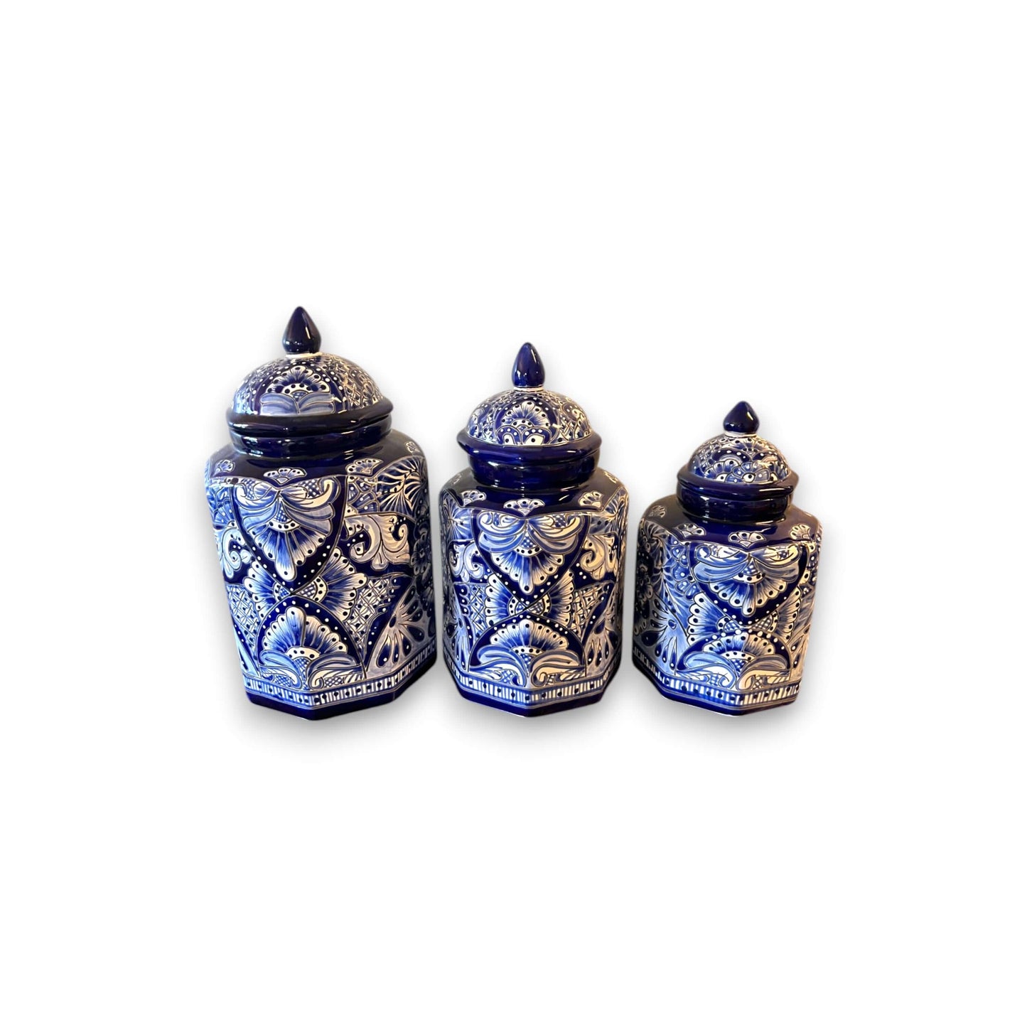 Talavera Blue & White Canister Set | Mexican Handmade Pottery
