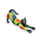Talavera Stretching Cat Statue | Hand-Painted Sunflower Design
