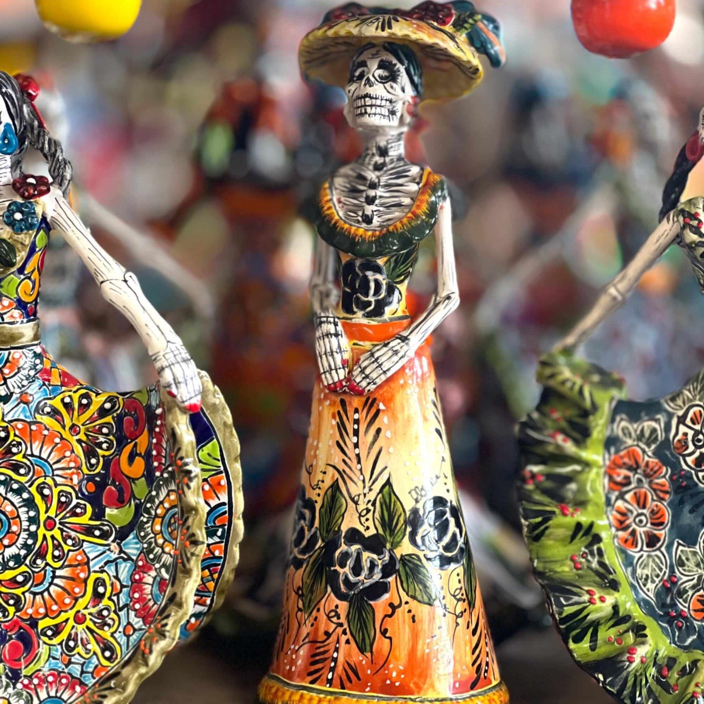 Talavera Catrina Figurine | Handmade Day of the Dead Skeleton Art