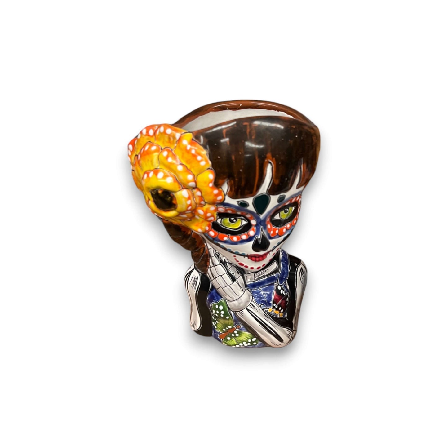 Talavera Day of the Dead Face Planter | Handmade Skull Ceramic Pot