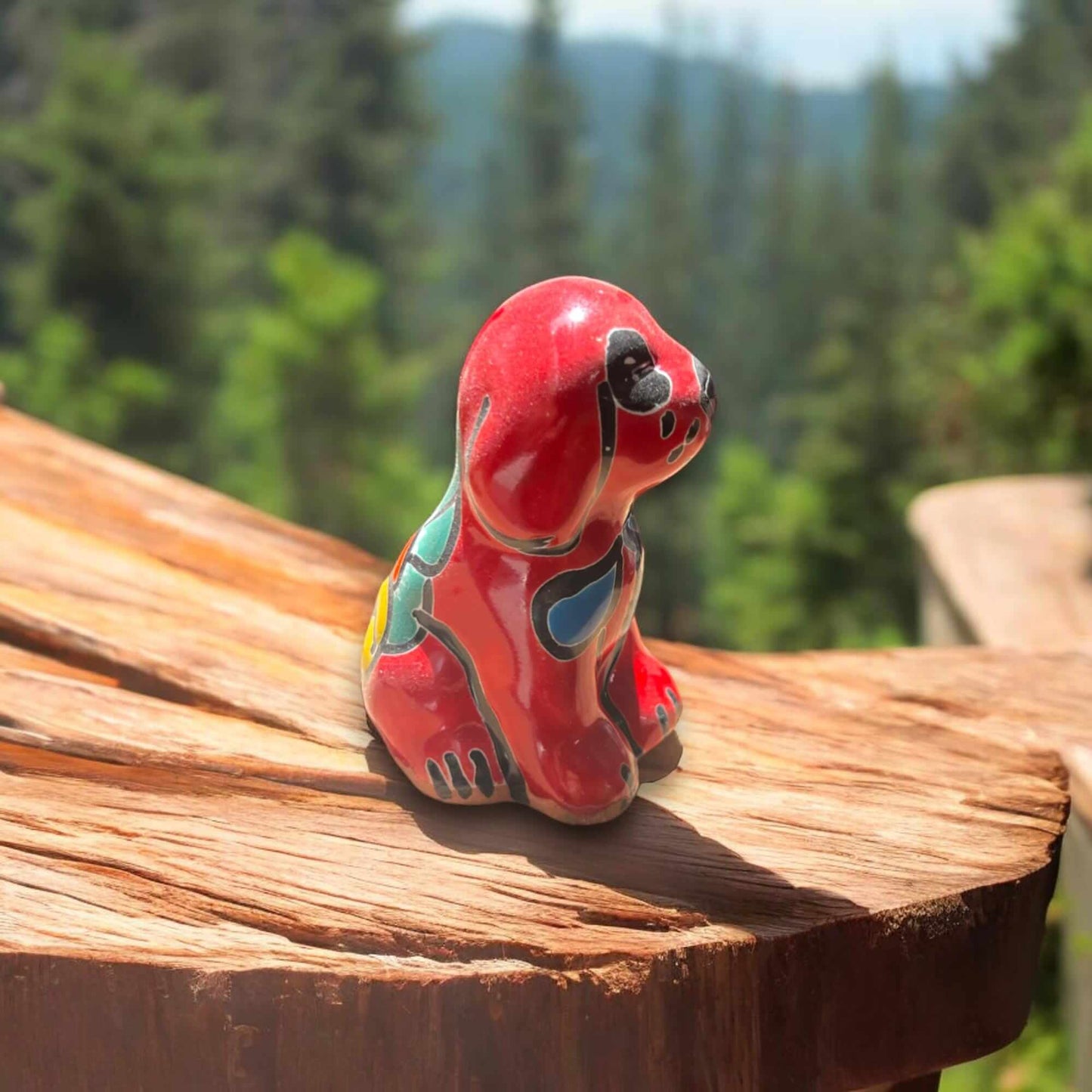 Colorful Talavera Dog Figurine Pair | Mexican Folk Art Decor