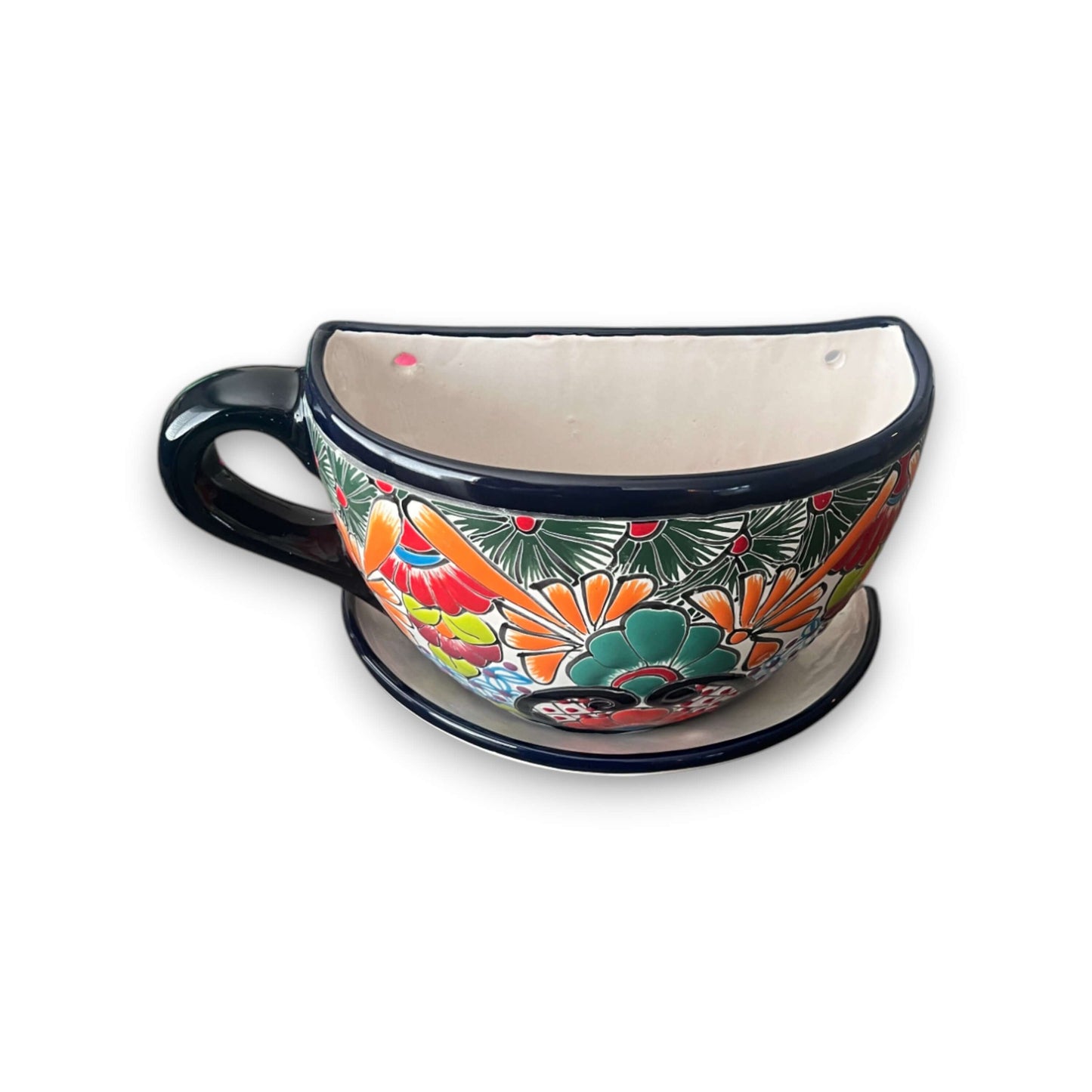 Talavera Coffee Cup Planter | Hand-Painted Mexican Wall Pot